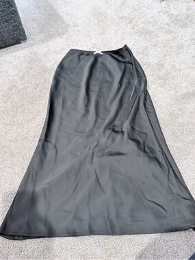 All in Favor Black Satin Maxi Skirt